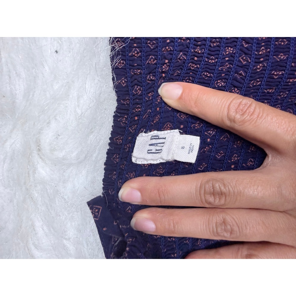 Gap Womens Navy Blue Geometric Diamond Print Smocked Back Cami Dress Small - Picture 4 of 7